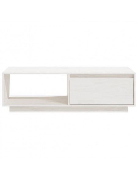 Tavolino da Salotto Bianco 110x50x33,5cm Legno Massello di Pino