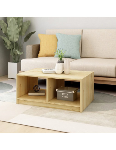 Tavolino da Salotto 75x50x33,5 cm Legno Massello di Pino