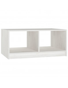 Tavolino da Salotto Bianco 75x50x33,5 cm Legno Massello di Pino 2