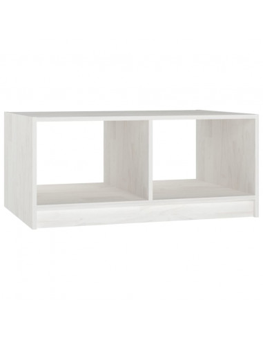 Tavolino da Salotto Bianco 75x50x33,5 cm Legno Massello di Pino