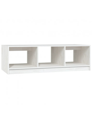 Tavolino da Salotto Bianco 110x50x34 cm Legno Massello di Pino