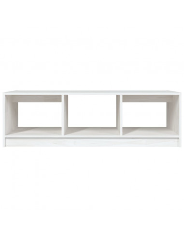Tavolino da Salotto Bianco 110x50x34 cm Legno Massello di Pino