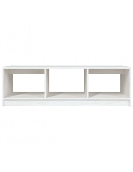 Tavolino da Salotto Bianco 110x50x34 cm Legno Massello di Pino