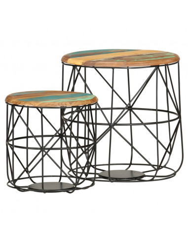 Tavolini da Caffè 2 pz in Legno Massello di Recupero