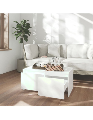 Tavolino da Salotto Bianco 90x50x41,5 cm in Legno Multistrato