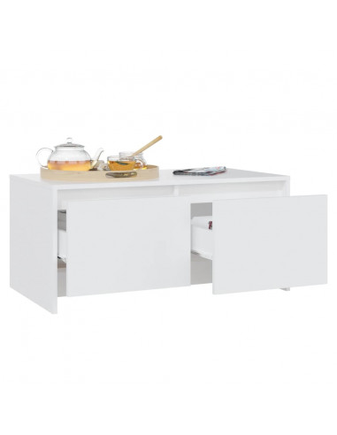 Tavolino da Salotto Bianco 90x50x41,5 cm in Legno Multistrato