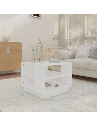 Tavolino da Salotto Bianco 55x55x43 cm in Truciolato