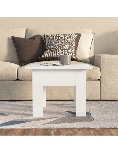 Tavolino da Salotto Bianco Lucido 55x55x42 cm Legno Multistrato
