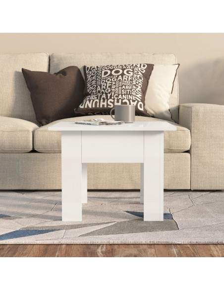 Tavolino da Salotto Bianco Lucido 55x55x42 cm Legno Multistrato