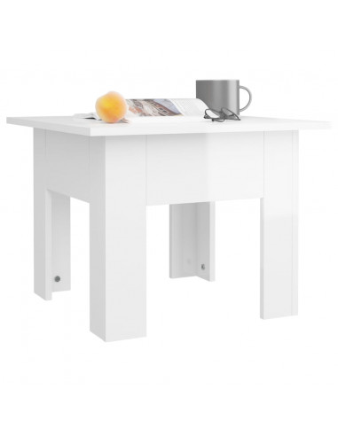Tavolino da Salotto Bianco Lucido 55x55x42 cm Legno Multistrato