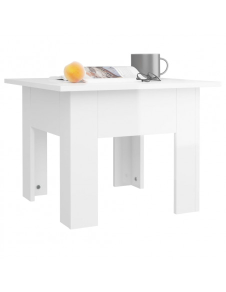 Tavolino da Salotto Bianco Lucido 55x55x42 cm Legno Multistrato