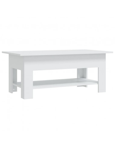 Tavolino da Salotto Bianco 102x55x42 cm in Truciolato