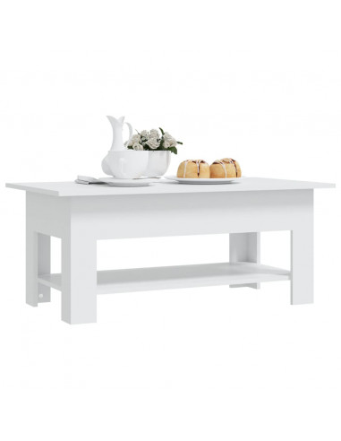 Tavolino da Salotto Bianco 102x55x42 cm in Truciolato