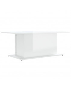 Tavolino da Salotto Bianco Lucido 102x55,5x40 cm in Truciolato 2