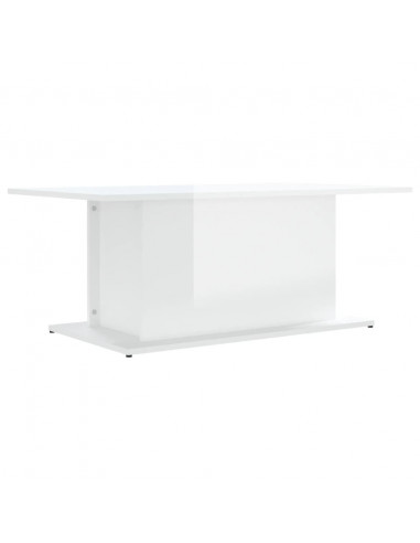 Tavolino da Salotto Bianco Lucido 102x55,5x40 cm in Truciolato