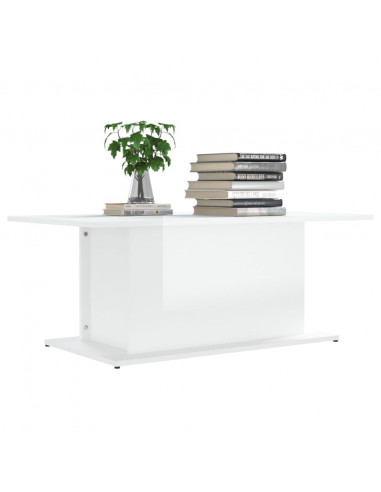 Tavolino da Salotto Bianco Lucido 102x55,5x40 cm in Truciolato