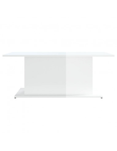 Tavolino da Salotto Bianco Lucido 102x55,5x40 cm in Truciolato