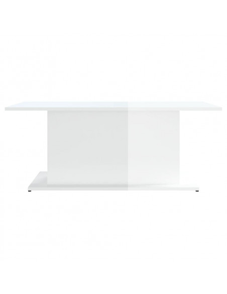 Tavolino da Salotto Bianco Lucido 102x55,5x40 cm in Truciolato