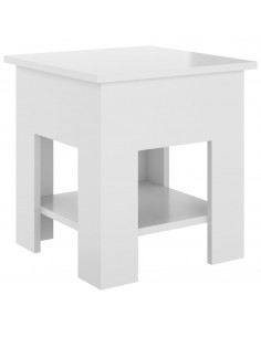 Tavolino da Salotto Bianco Lucido 40x40x42 cm Legno Multistrato 2