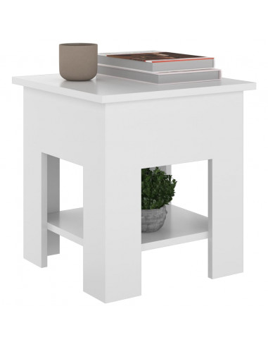 Tavolino da Salotto Bianco Lucido 40x40x42 cm Legno Multistrato