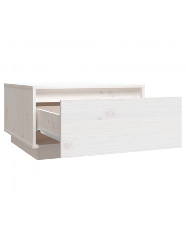 Tavolino da Salotto Bianco 55x56x32 cm Legno Massello di Pino