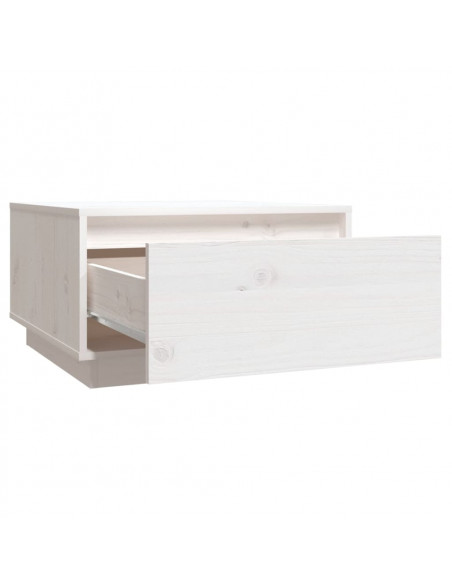 Tavolino da Salotto Bianco 55x56x32 cm Legno Massello di Pino