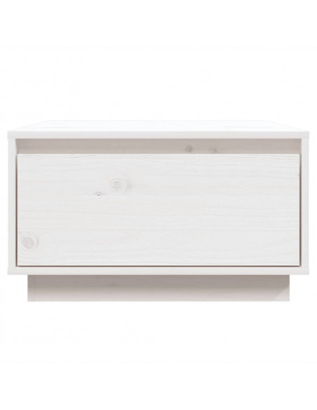 Tavolino da Salotto Bianco 55x56x32 cm Legno Massello di Pino