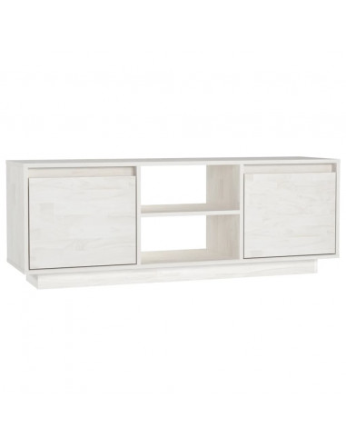 Mobile Porta TV Bianco 110x30x40 cm in Legno Massello di Pino