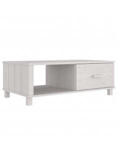 Tavolino da Salotto Bianco 100x55x35 cm Legno Massello di Pino 2