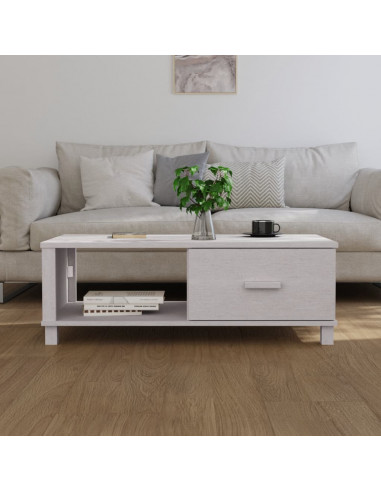 Tavolino da Salotto Bianco 100x55x35 cm Legno Massello di Pino