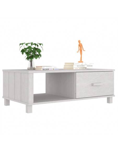 Tavolino da Salotto Bianco 100x55x35 cm Legno Massello di Pino