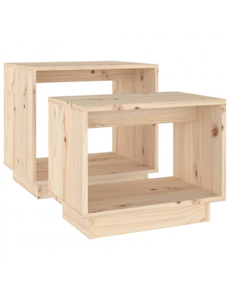 Tavolini da Salotto ad Incastro 2 pz in Legno di Pino
