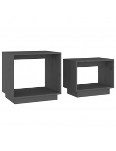 Tavolini da Salotto ad Incastro 2 pz Grigi in Legno di Pino 2