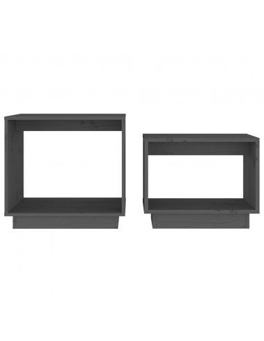 Tavolini da Salotto ad Incastro 2 pz Grigi in Legno di Pino