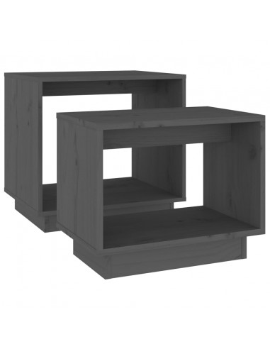 Tavolini da Salotto ad Incastro 2 pz Grigi in Legno di Pino