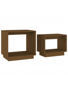 Tavolini da Salotto ad Incastro 2 pz Miele in Legno di Pino 2