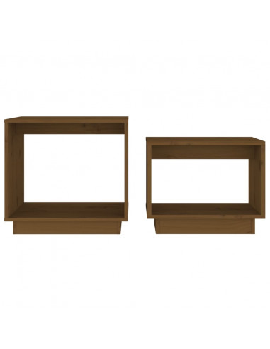 Tavolini da Salotto ad Incastro 2 pz Miele in Legno di Pino