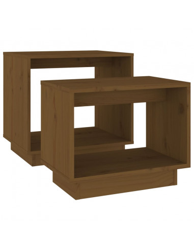 Tavolini da Salotto ad Incastro 2 pz Miele in Legno di Pino