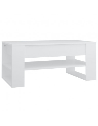 Tavolino da Salotto Bianco 102x55x45 cm Legno Multistrato