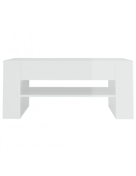 Tavolino da Salotto Bianco Lucido 102x55x45cm Legno Multistrato