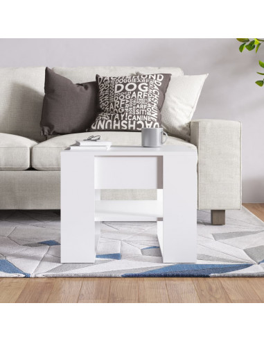 Tavolino da Salotto Bianco 55,5x55x45 cm in Legno Multistrato
