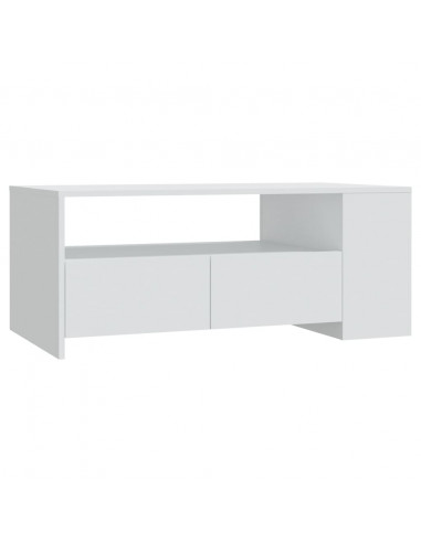 Tavolino da Salotto Bianco 102x55x42 cm in Legno Multistrato