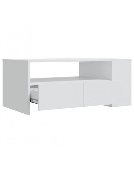 Tavolino da Salotto Bianco 102x55x42 cm in Legno Multistrato