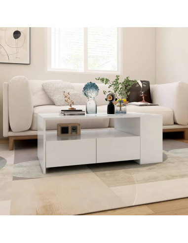 Tavolino da Salotto Bianco 102x55x42 cm in Legno Multistrato