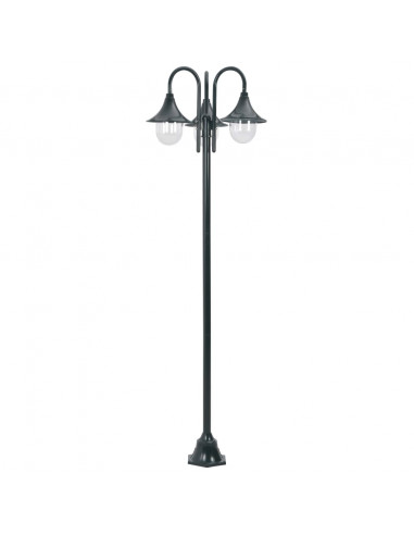 Lampione da Giardino E27 220 cm Alluminio 3 Lampade Verde Scuro