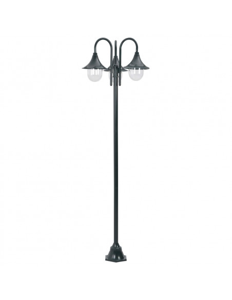 Lampione da Giardino E27 220 cm Alluminio 3 Lampade Verde Scuro