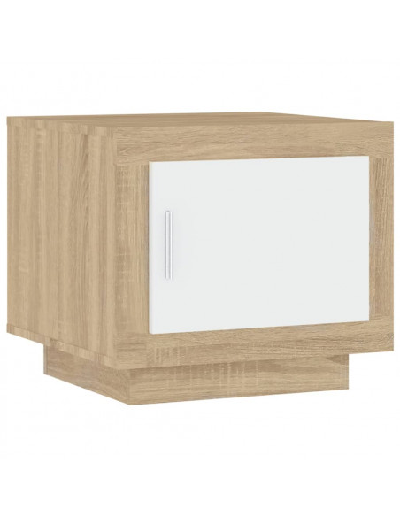 Tavolino Bianco e Rovere Sonoma 51x50x45cm in Legno Multistrato