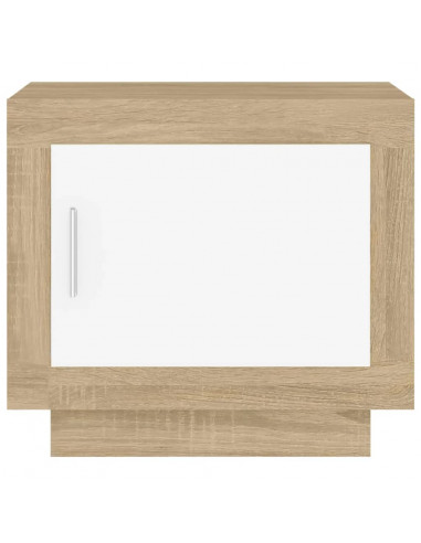 Tavolino Bianco e Rovere Sonoma 51x50x45cm in Legno Multistrato