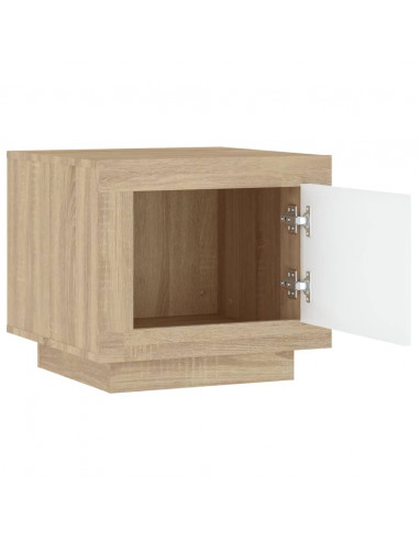Tavolino Bianco e Rovere Sonoma 51x50x45cm in Legno Multistrato