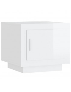 Tavolino da Salotto Bianco Lucido 51x50x45 cm Legno Multistrato 2